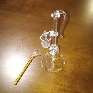 Vintage Hand-Blown Glass Water Pump Spout Bell w/Bucket & Shovel 1990's